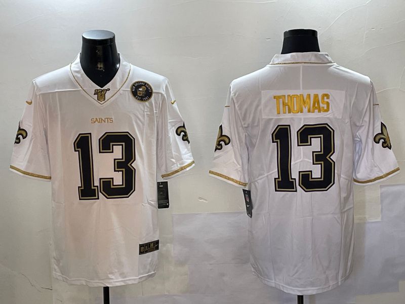 Men New Orleans Saints #13 Thomas White Gold Throwback 2024 Nike Limited NFL Jersey style 3->new orleans saints->NFL Jersey